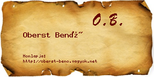 Oberst Benő névjegykártya